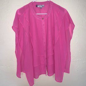 Jennifer Lopez XS Blouse Pink Sheer Sleeveless Top